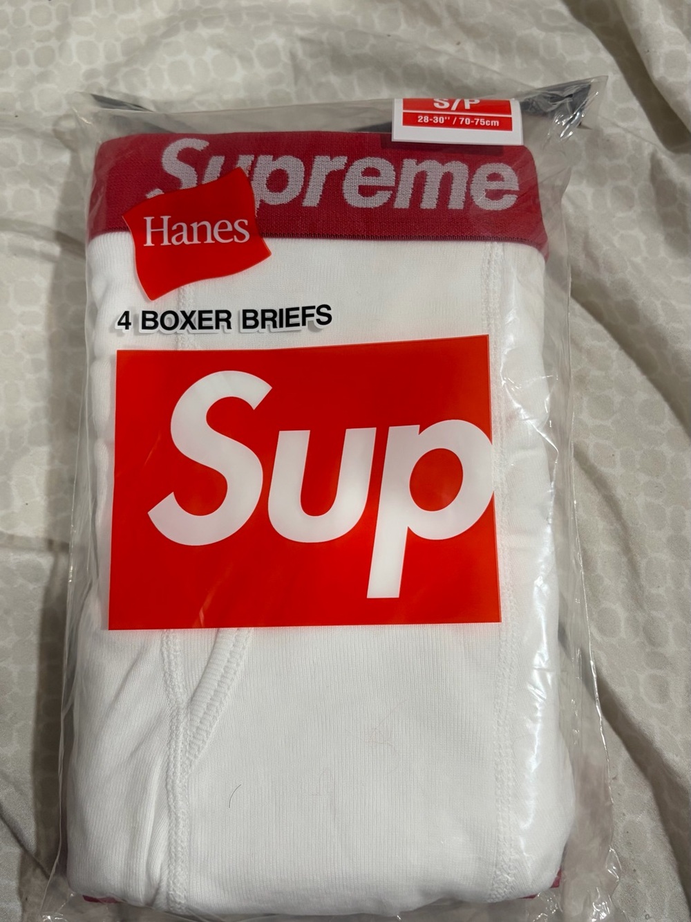 Hanes White Boxer Briefs with Red Branded Waistband